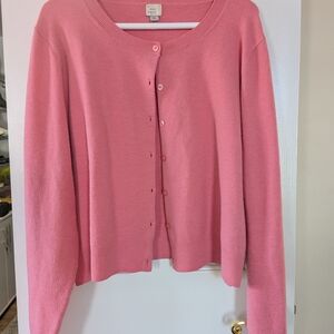 a new day Pink Button-Front Crewneck Cardigan
